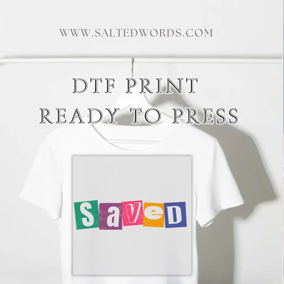 Saved retro salted words original design DTF print