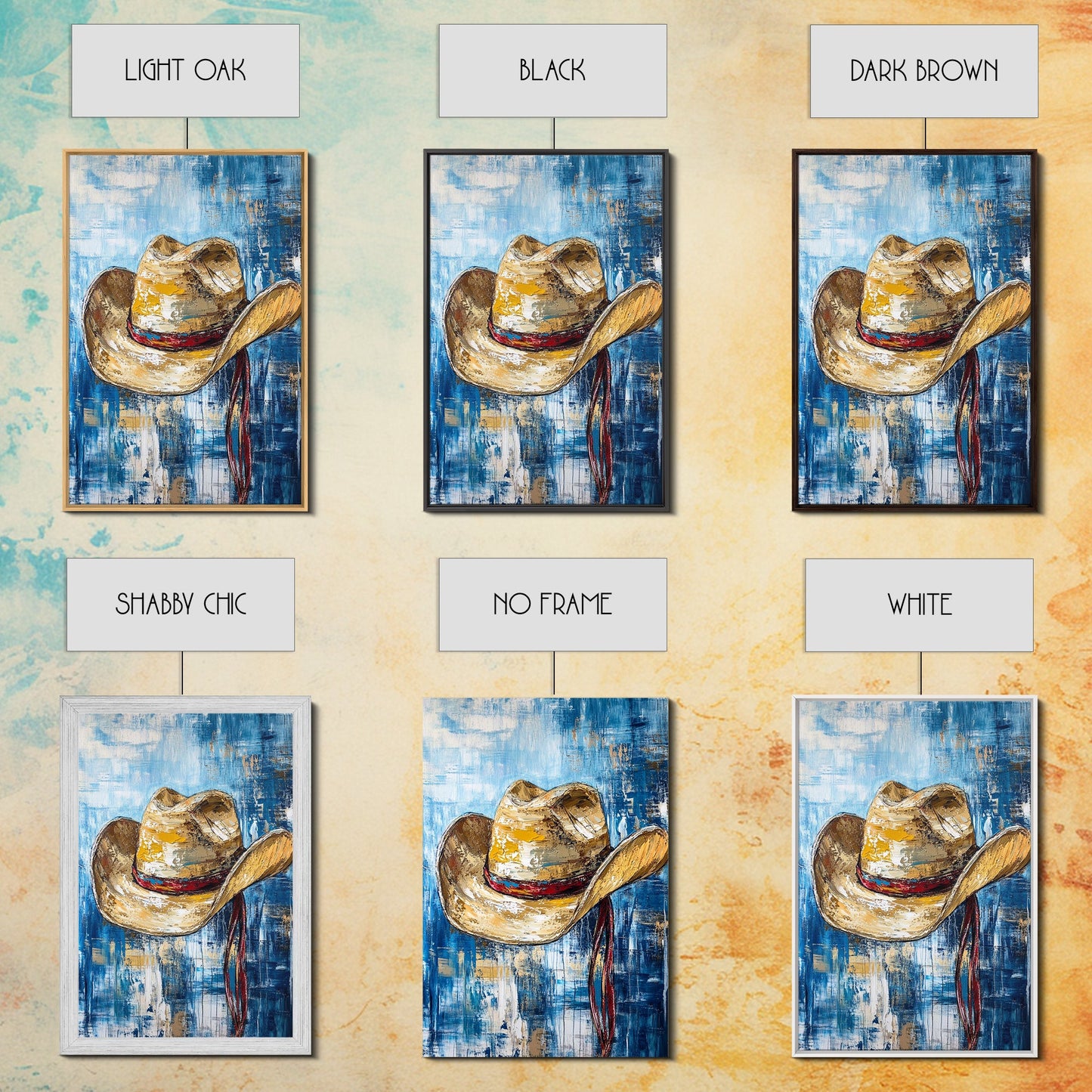 Cowboy Hat, Western Decor, Rustic Wall Art, Coastal Cowgirl Wall Art, Canvas Print, Gift Idea For Him, Farmhouse Art, Bedroom Art