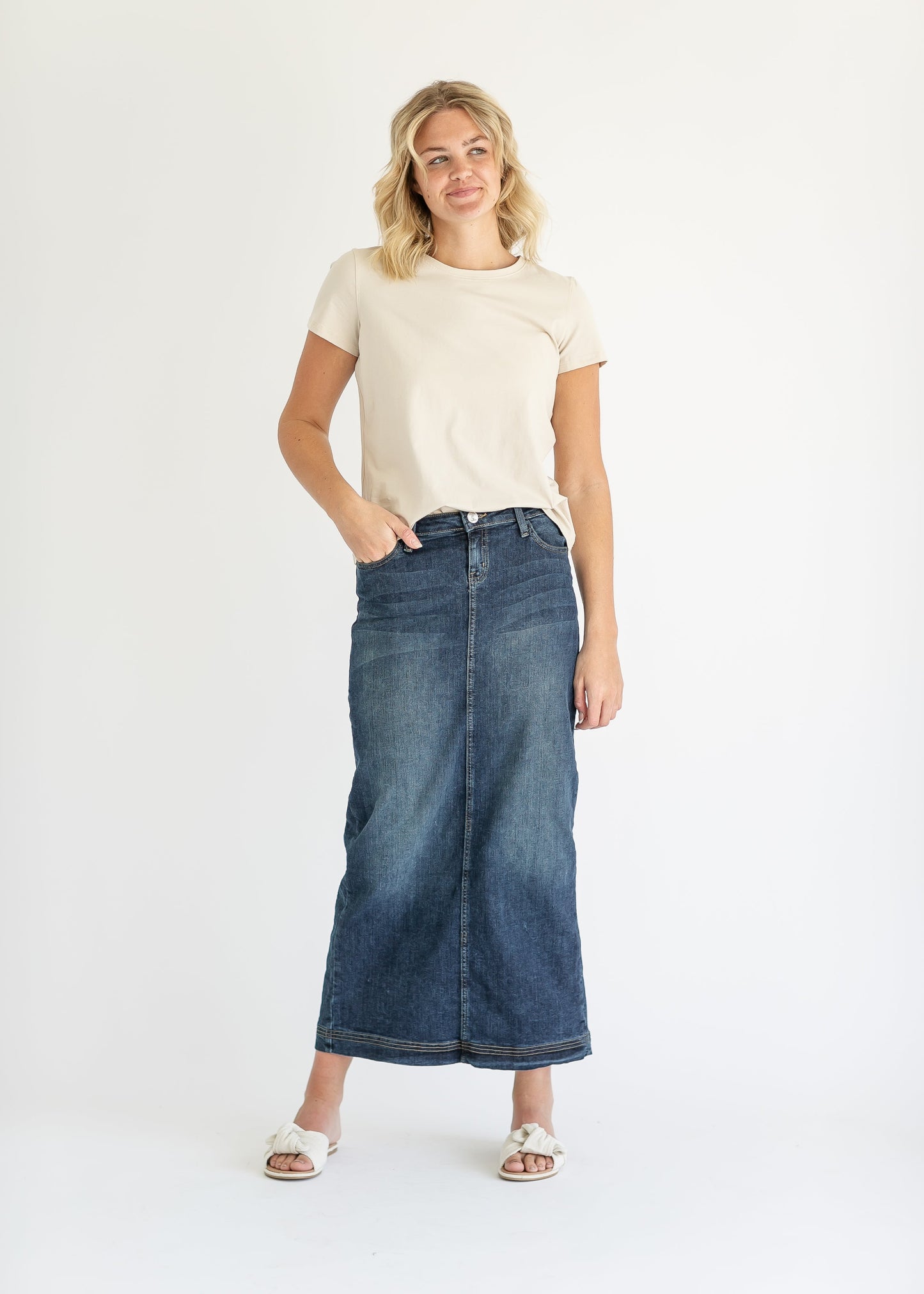 Bria Long Denim Maxi Skirt