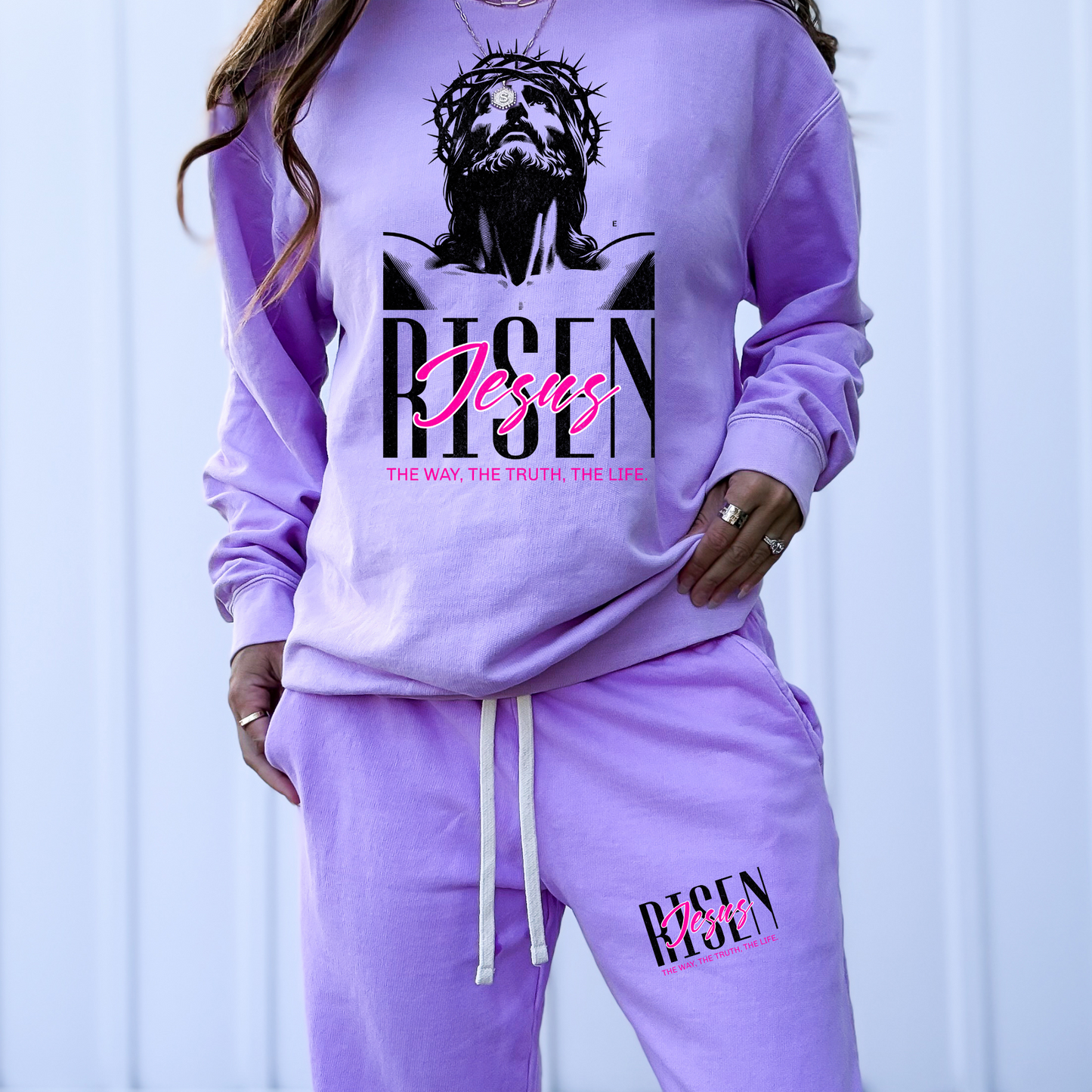 Kendall's Collection He is Risen The way The Truth The Life | Comfort Colors Crewneck Sweatshirt - Tshirt - Crop  | Inspirational Faith Shirt | Gift for Believers | Stylish Religious Apparel
