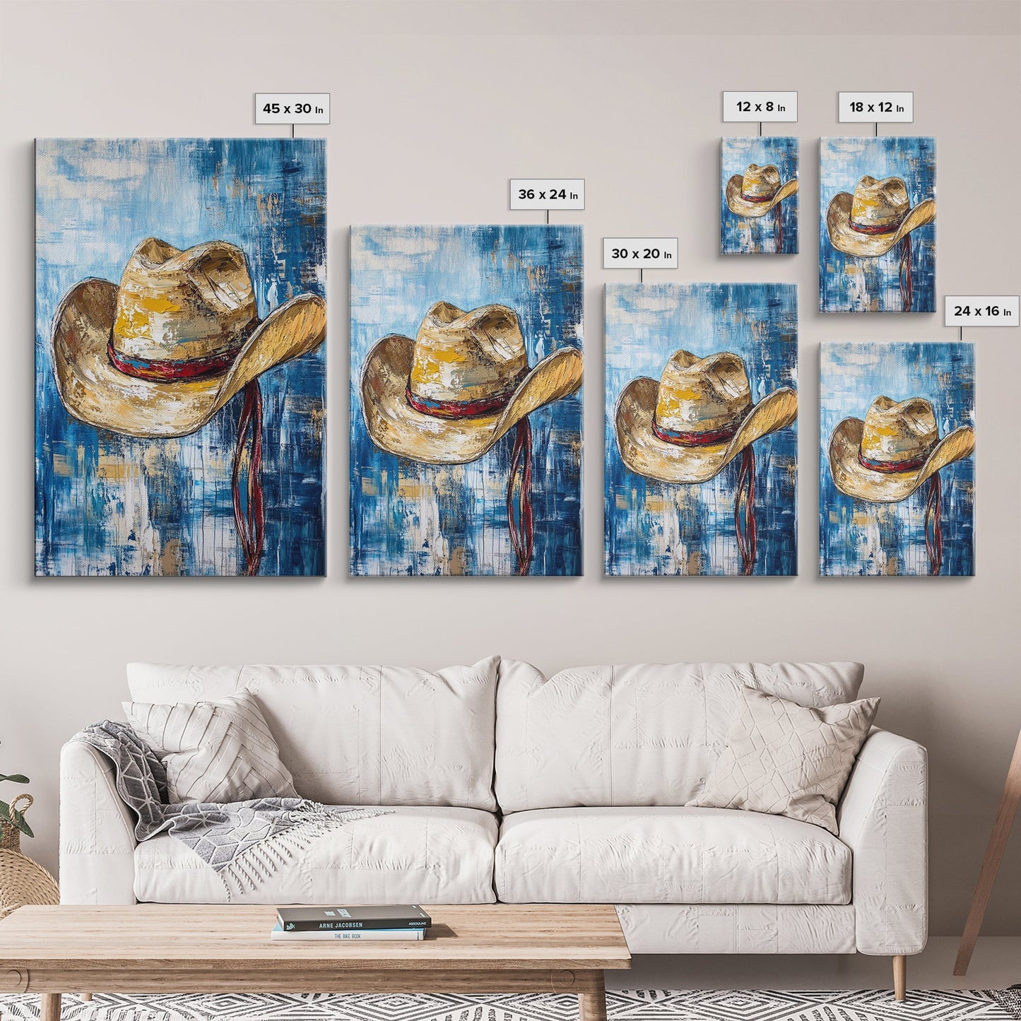 Cowboy Hat, Western Decor, Rustic Wall Art, Coastal Cowgirl Wall Art, Canvas Print, Gift Idea For Him, Farmhouse Art, Bedroom Art