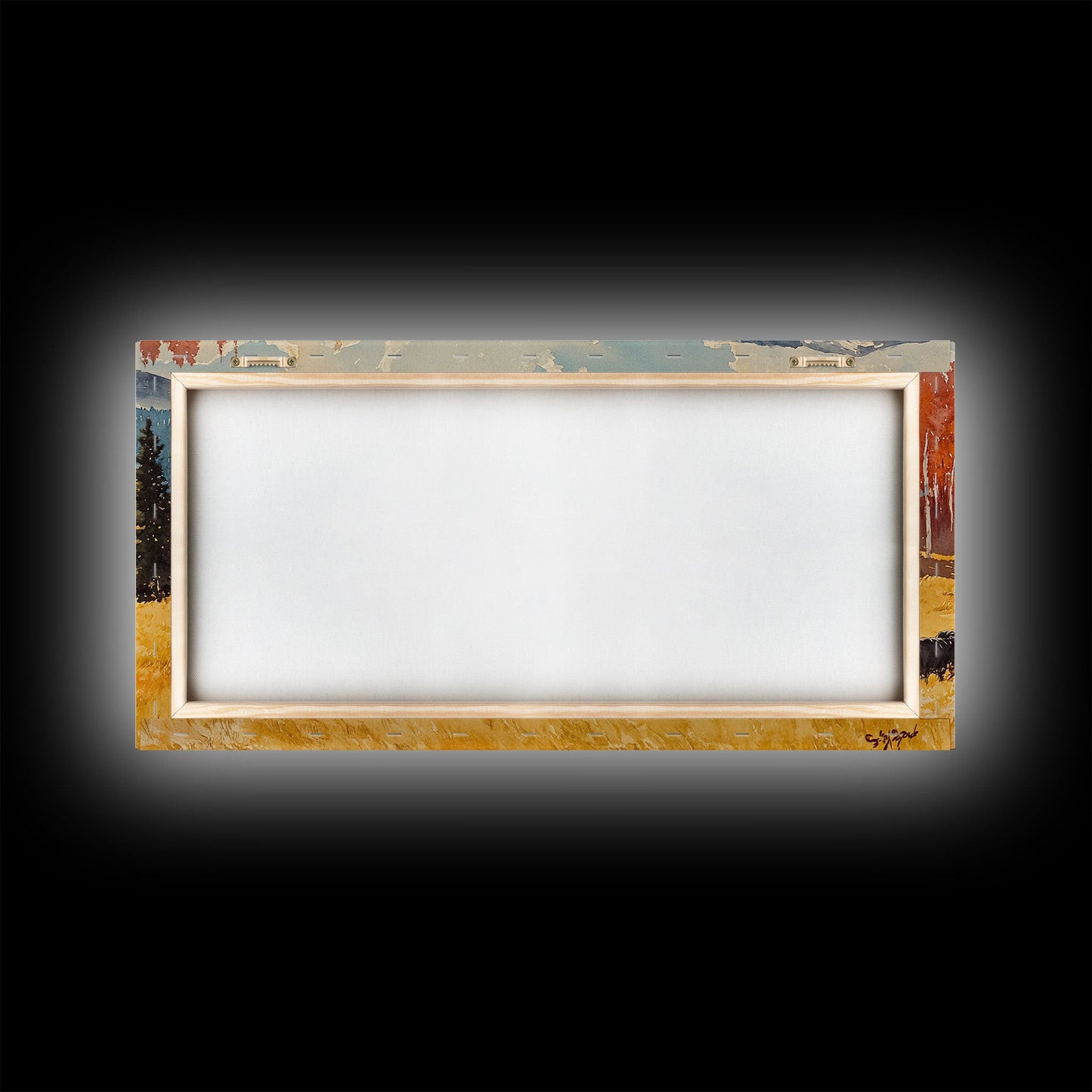 Cowboy Herding Cattle Under Mountains Framed Canvas Print Tall Art Autumn Country Landscape Fall Decor Western Wall Art Farmhouse Gift Idea