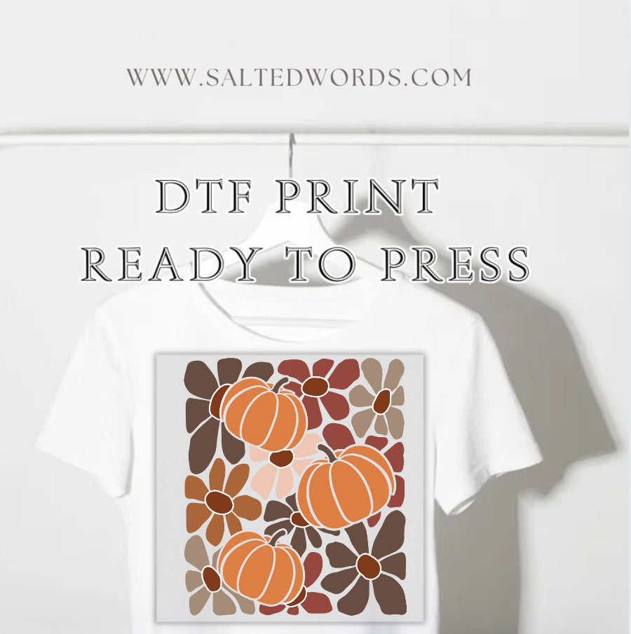 Pumpkin floral fall print DTF print