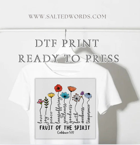 Floral the fruits of the spirit Galatians 5 22 Christian DTF print