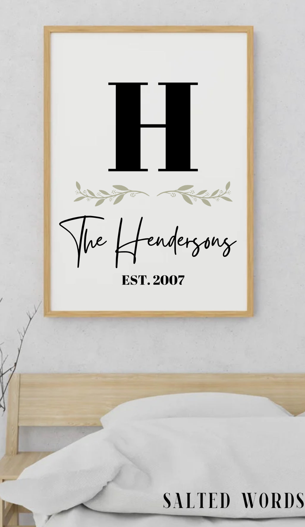 Family Name Sign / Personalized Printed Wood Monogram Family Name Sign With Established Date / Modern Name Sign / Farmhouse Sign