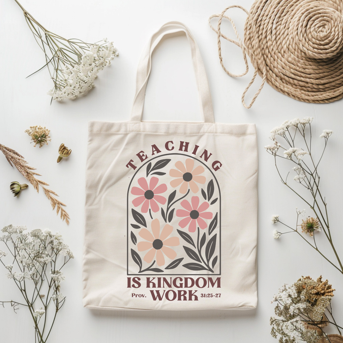 Teaching is Kingdom Work Tote Bag l Trendy Bag l