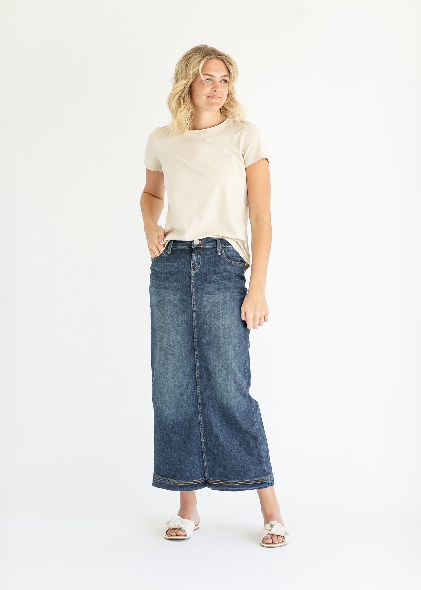 Bria Long Denim Maxi Skirt