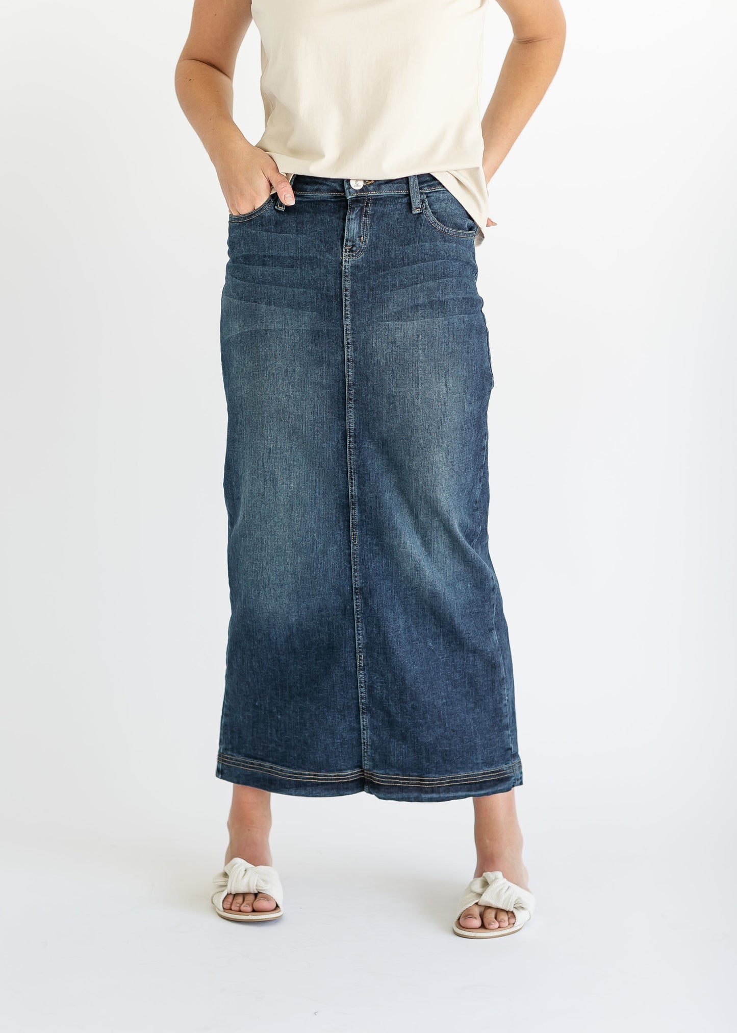 Bria Long Denim Maxi Skirt