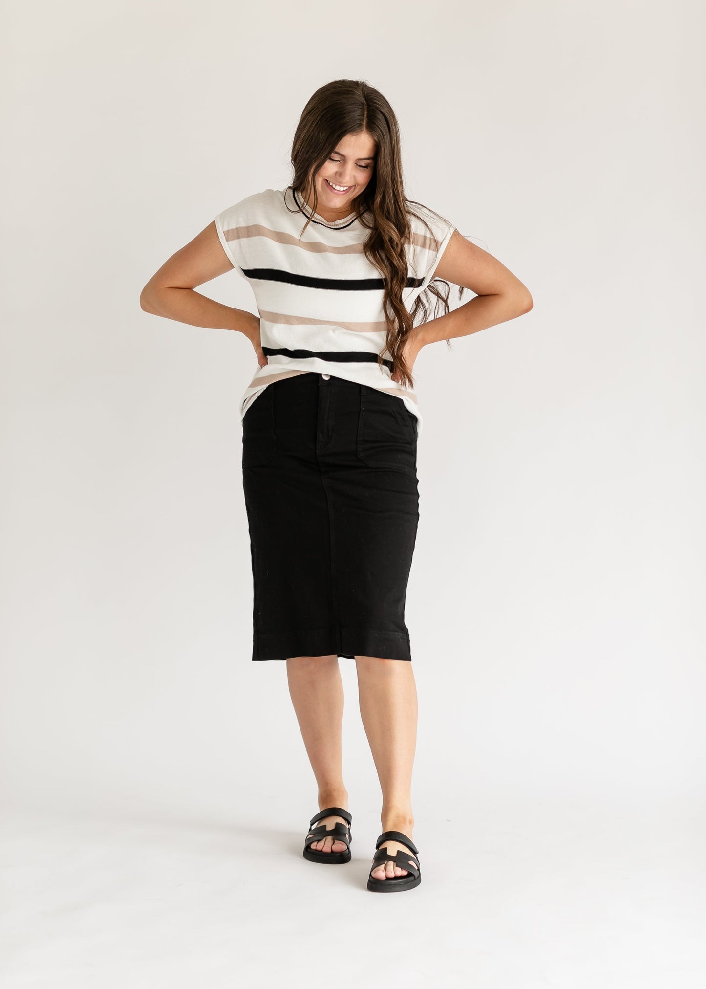 Erica Cotton Twill Midi Skirt