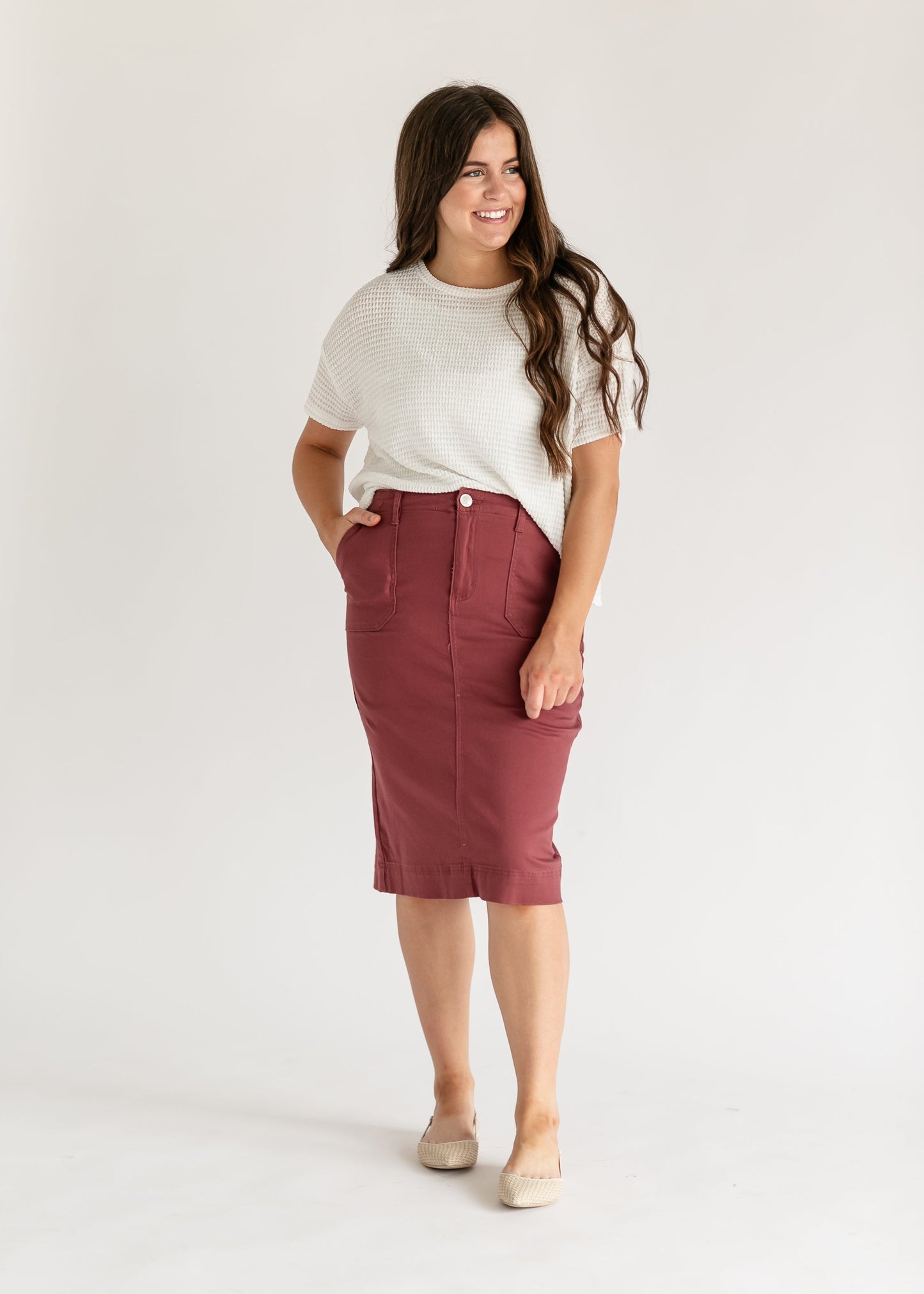 Erica Cotton Twill Midi Skirt