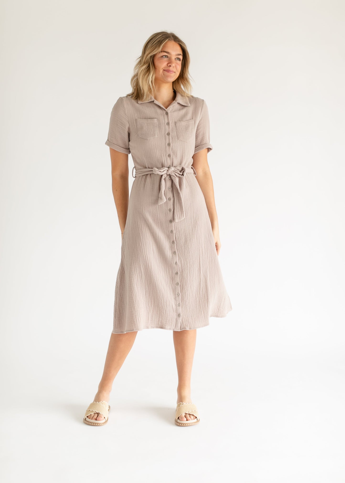 Essential Gauze Shirt Dress - FINAL SALE
