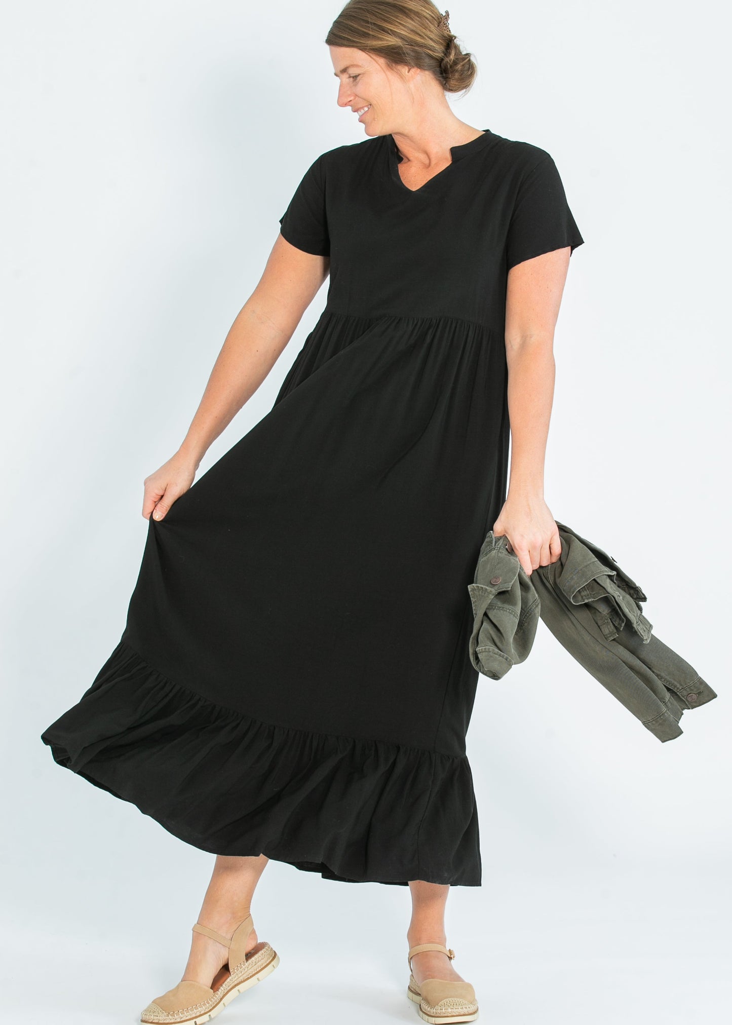 Jaydrien Flutter Sleeve Maxi Dress