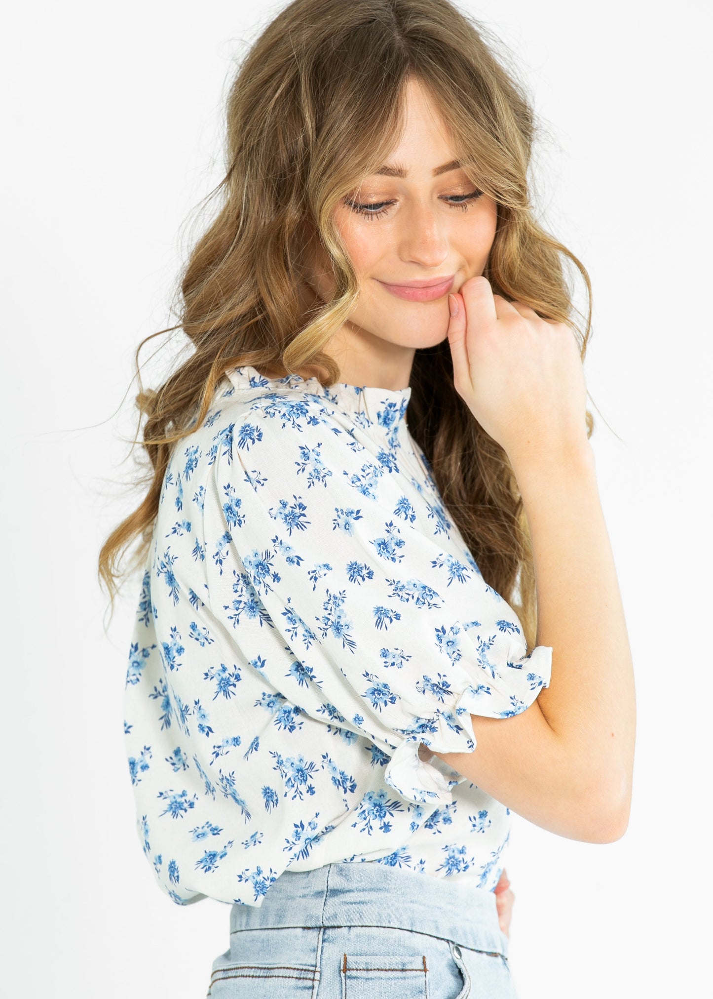 Laurel V-neck Floral Short Sleeve Top - FINAL SALE