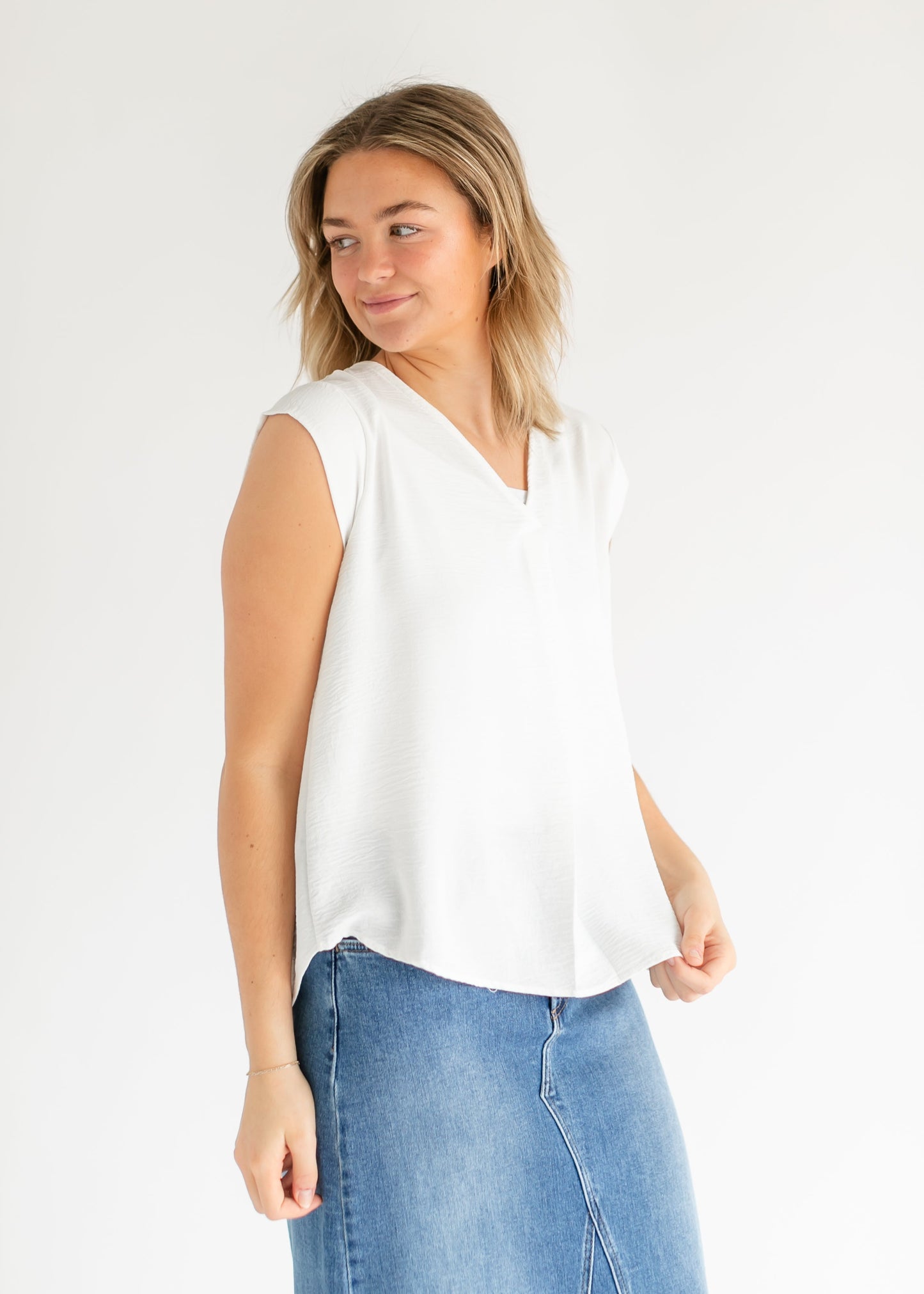 Madison V-neck Short Sleeve Flowy Top - FINAL SALE