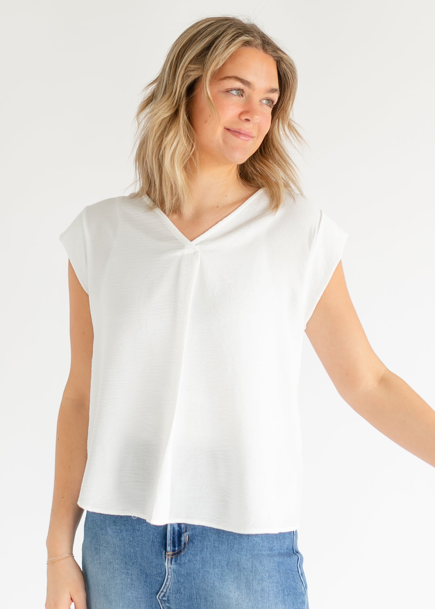 Madison V-neck Short Sleeve Flowy Top - FINAL SALE