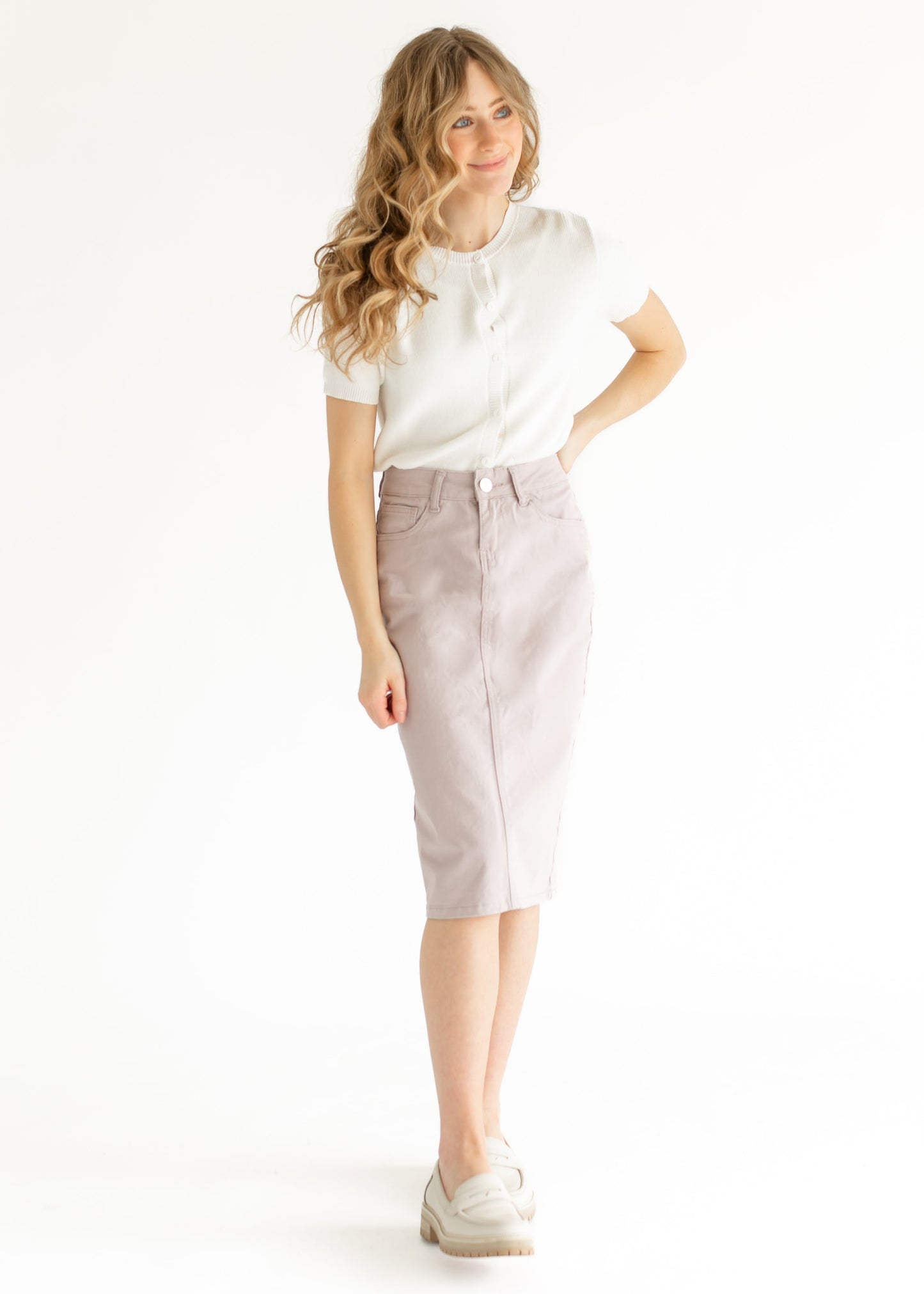 Remi Lilac Denim Midi Skirt - FINAL SALE