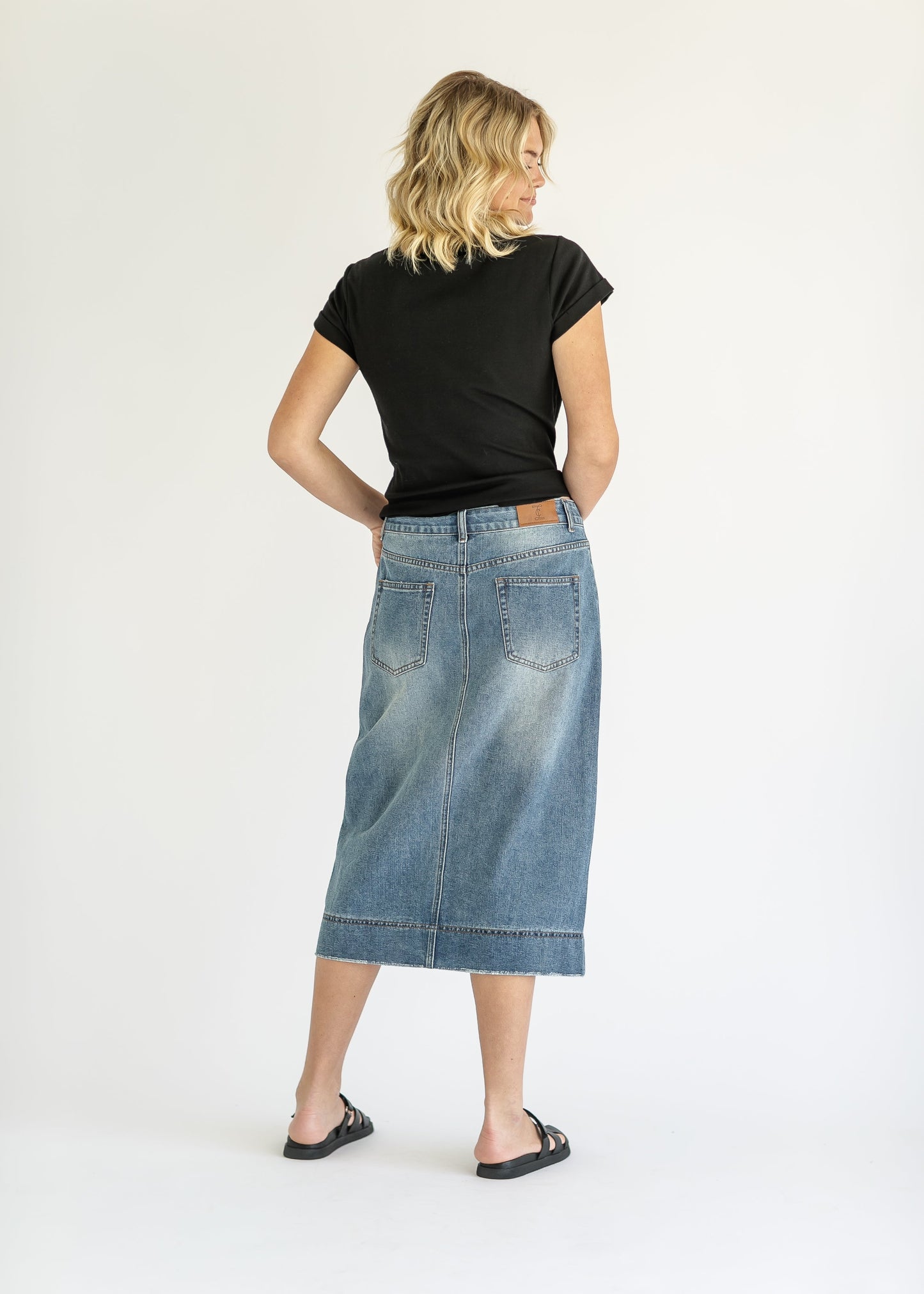 Skylar Button Front Midi Skirt