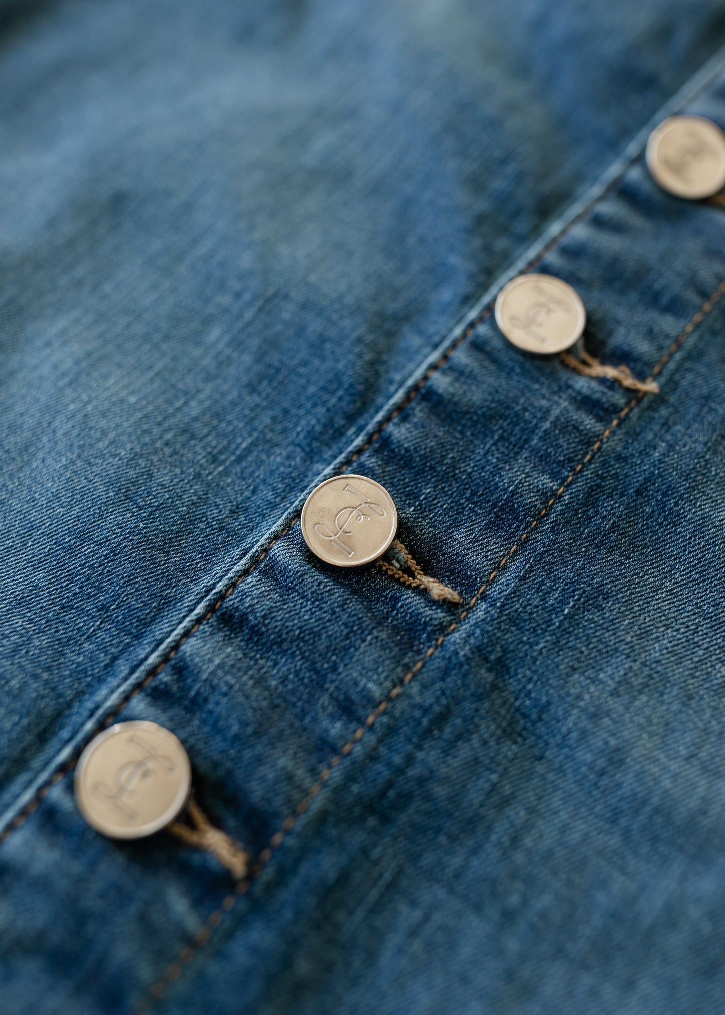 Zana Front Button Denim Midi Skirt